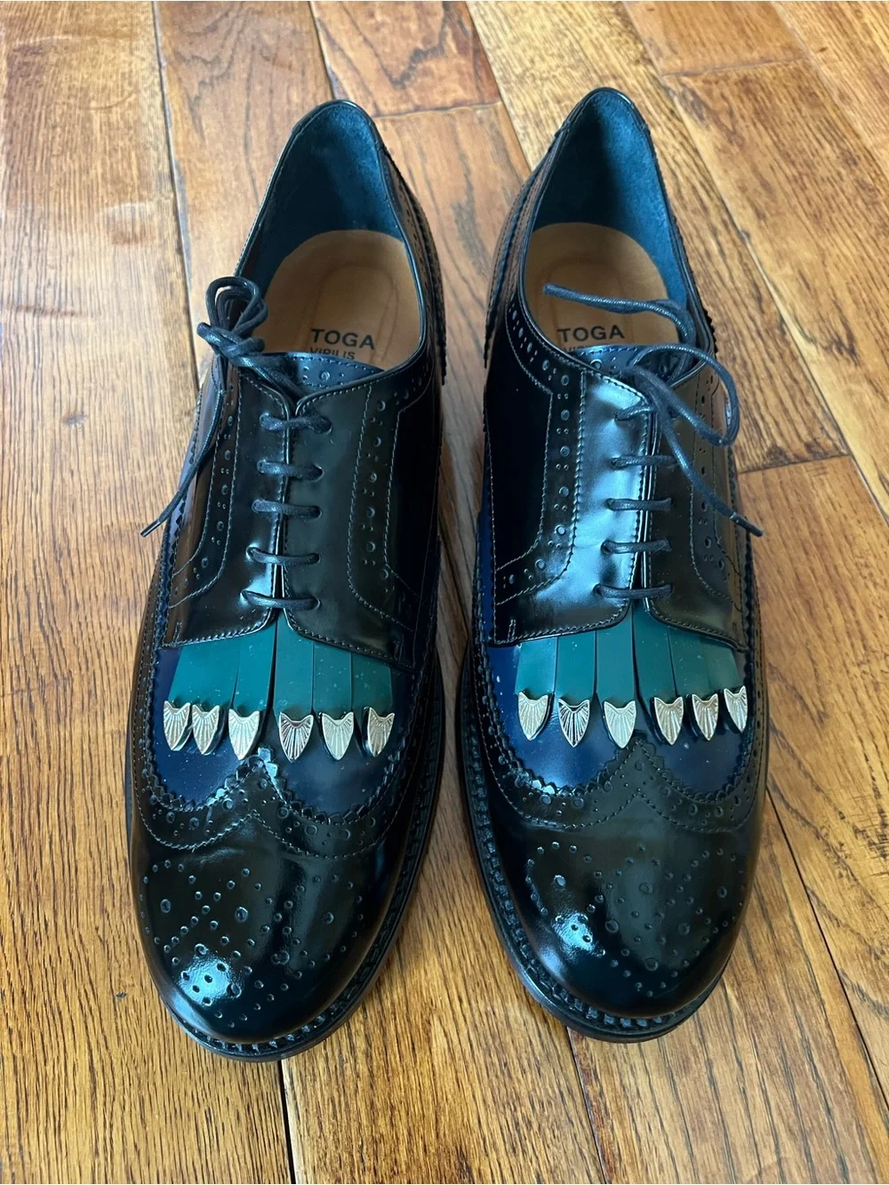 TOGA VIRILIS Men’s Shoes Polido Front Tassel Leather Brogues Size 13 (46 EU)